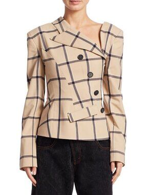 MONSE Mon Louise Plaid Twisted Jacket, size 2